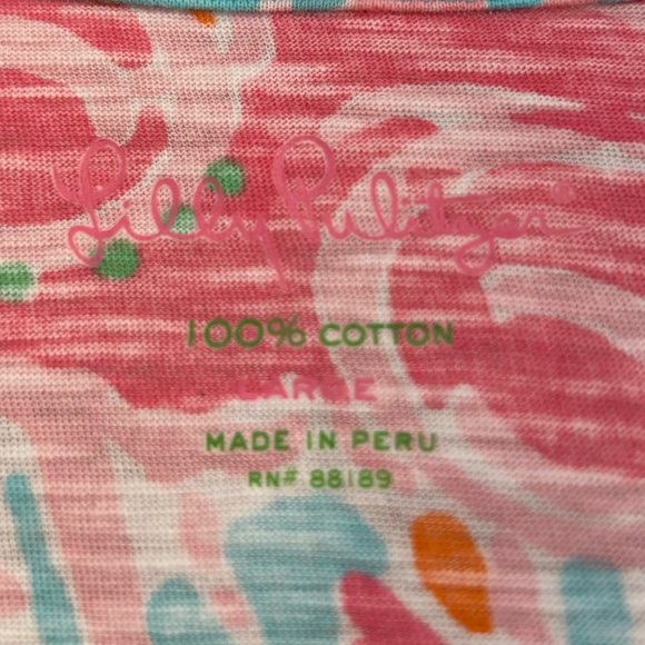 Lilly Pulitzer Scoop V-Neck Long Sleeve 100% Cotton Dress Large Light Blue Pink - Picture 5 of 7